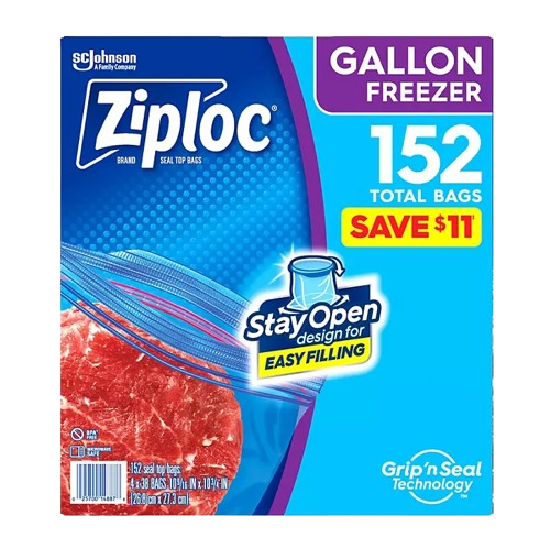 Ziploc Gallon Size Stay Open Freezer Bag - 152 Count