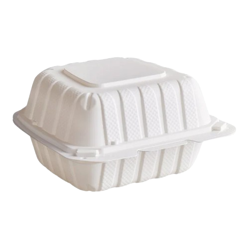 Ecopax Mineral-Filled 1 Comp Plastic Hinged Take-Out Container White 6" x 6"  - 250/Case