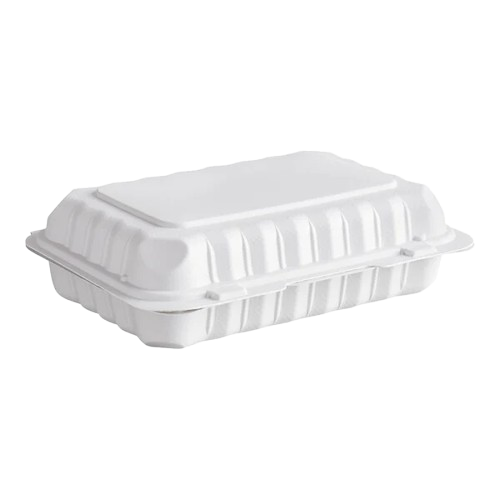 Ecopax Mineral-Filled 1 Comp Plastic Hinged Take-Out Container White 9" x 6" - 150/Case