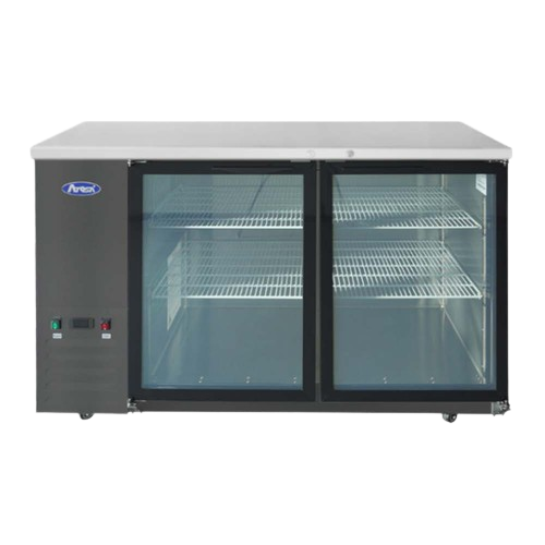 Atosa Two Section Glass Door Refrigerated Back Bar Cooler Black 59" W