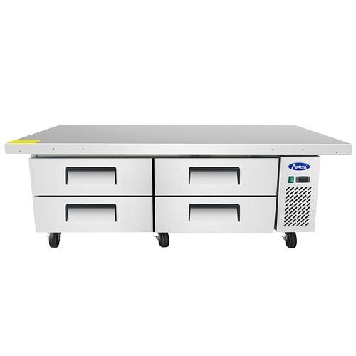 Atosa Two-Section Stainless Steel Refrigerated Chef Base With Extended Top 76" W