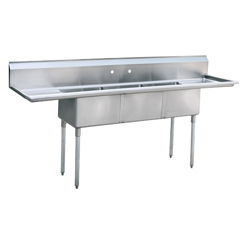 Atosa MixRite Three Compartment Stainless Steel Sink With Left And Right Drain 90" W