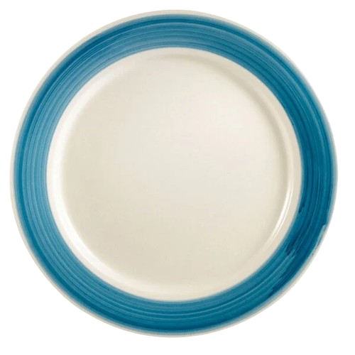 CAC China Rainbow Blue Rolled Edge Stoneware Plate 7-1/4" Blue R-7BLU - 36/Case