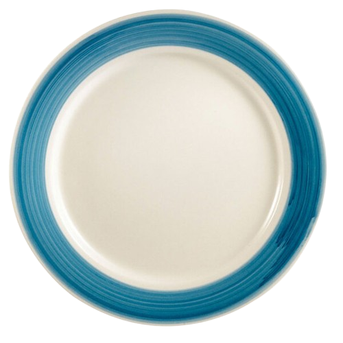 CAC China Rainbow Blue Rolled Edge Stoneware Plate 6-1/2" R-6-BLU - 36/Case