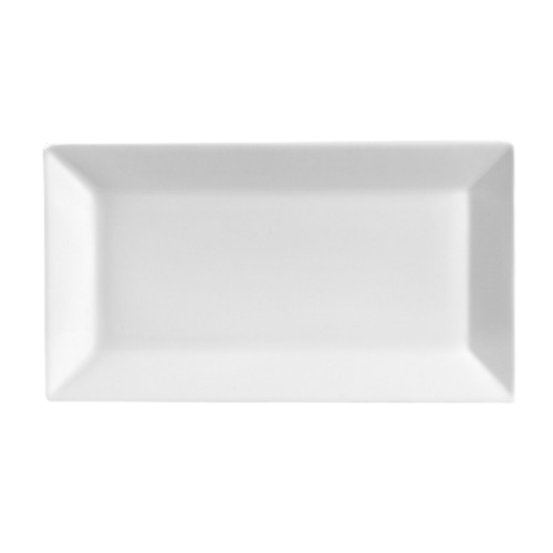 CAC China Kingsquare Rectangle Platter Porcelain White 8-1/2" L x 4-1/2" W KSE-34 - 24/Case