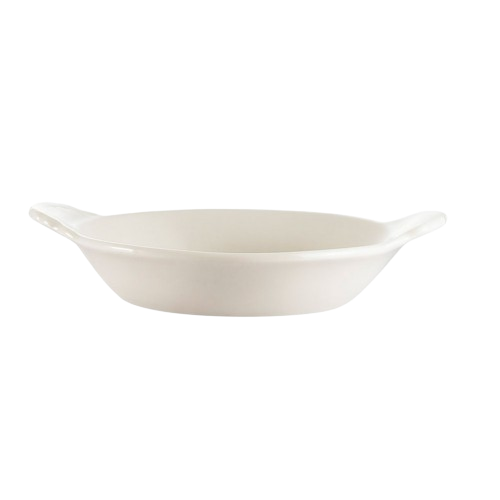 CAC China Welsh Rarebit Ceramic Oval Baking Dish White 15 oz. COA-15-W - 36/Case