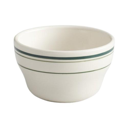 International Tableware Verona Ivory (American White) Stoneware Bouillon Cup with Green Band 7.25 oz. VE-4 - 36/Case