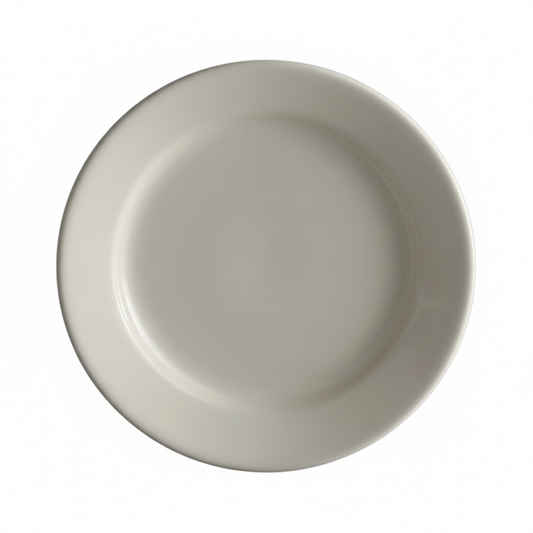 Yanco Ultima Cream White Round Rolled Edge Stoneware Plate 7.1" RE-7