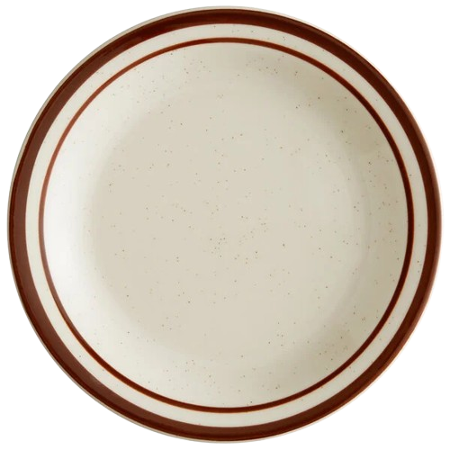 Yanco Ultima Brown Speckled Round Narrow Rim Stoneware Plate 9" BR-8 - 24/Case