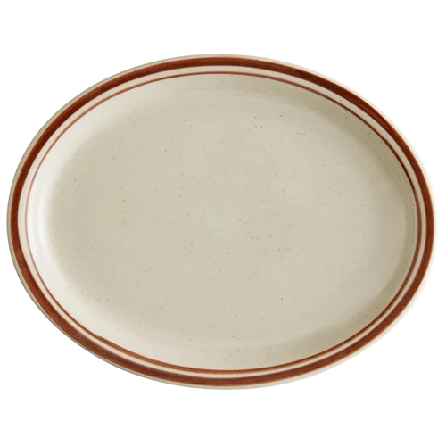Yanco Ultima Brown Speckled Round Narrow Rim Stoneware Platter 13-1/4" BR-14 - 12/Case