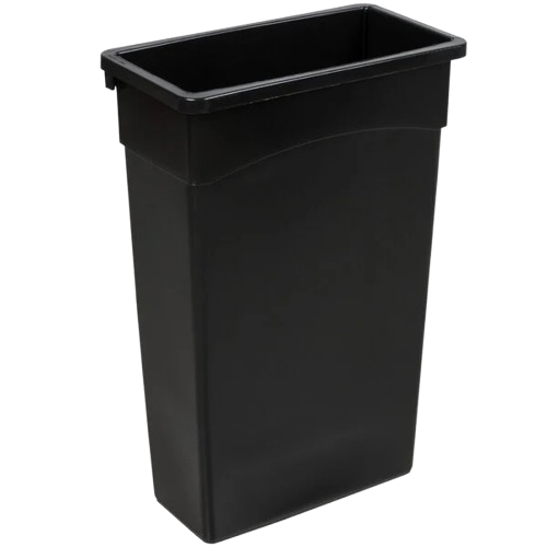 Rectangular Wall Hugger/Slim Trash Can 23 Gallon Black