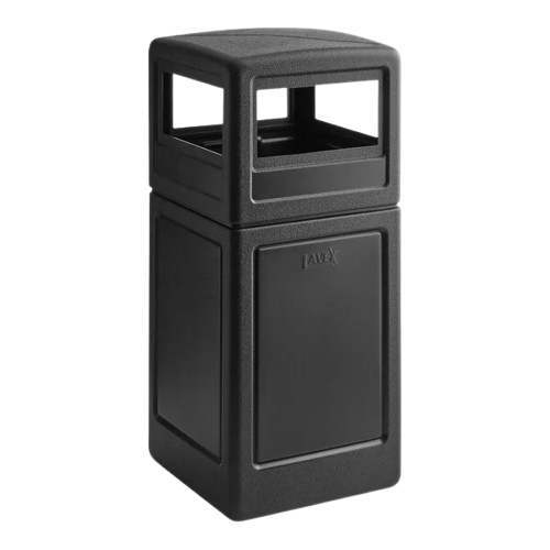 Waste Container and Dome Lid Set 42 Gallon Square Black