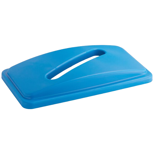 Blue Slim Rectangular Recycling Trash Can Lid with Paper Slot