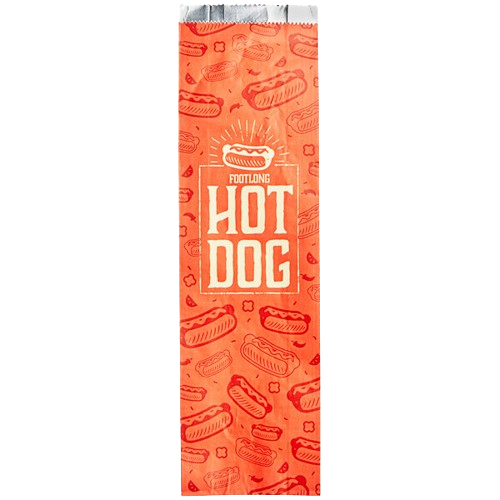 Printed Footlong Foil Hot Dog Bag 3" x 2" x 12" - 1,000/Case