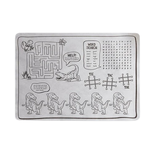 Kids Dinosaur Double Sided Interactive Placemat 10" x 14" - 1000/Case