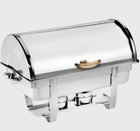 Browne Foodservice Economy Chafer Full-Size Roll Top w/ Gold Tone 9 qt.