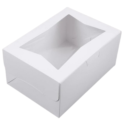 Bakery/Cake Box Lock Corner Window White 14" x 10" x 6.5" - 100/Case