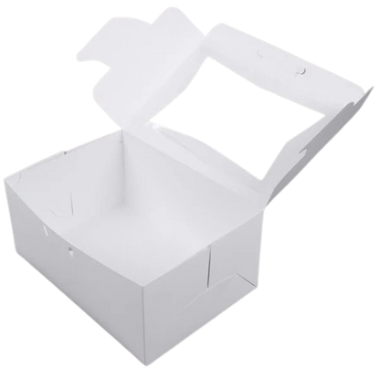 Bakery/Cake Box Lock Corner Window White 14" x 10" x 6.5" - 100/Case