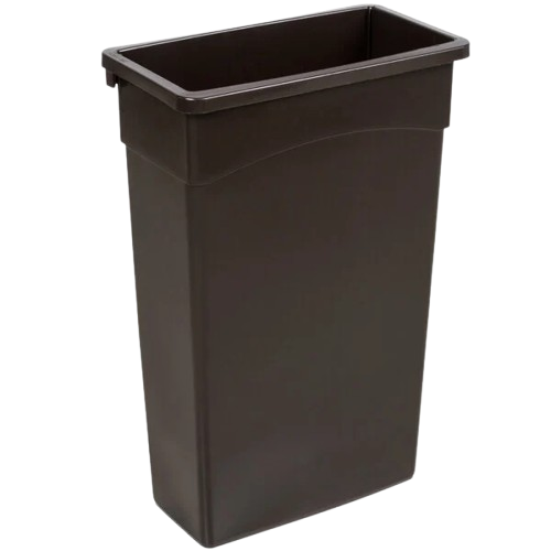 Rectangular Wall Hugger/Slim Trash Can 23 Gallon Brown