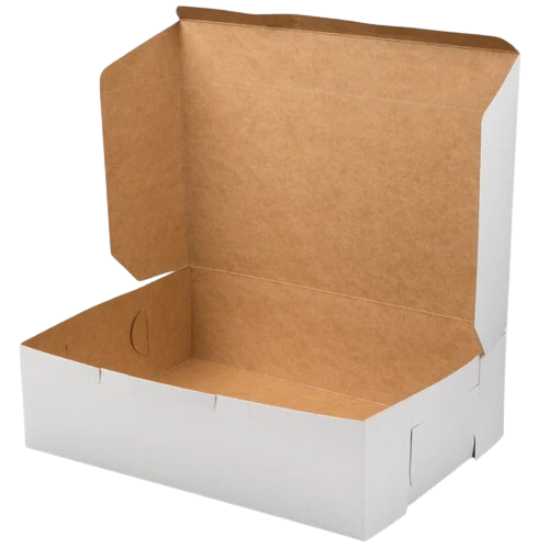 Bakery/Cake Box Lock Corner White 14" x 10" x 4" - 100/Case