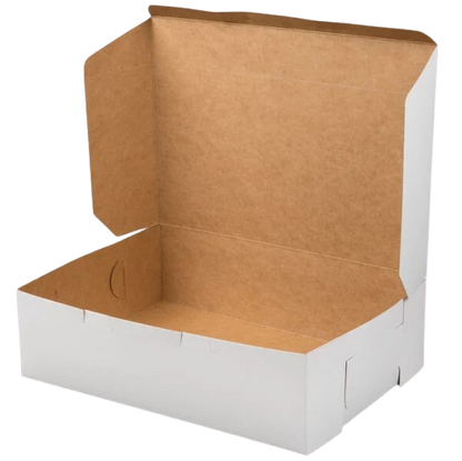 Bakery/Cake Box Lock Corner White 14" x 10" x 4" - 100/Case