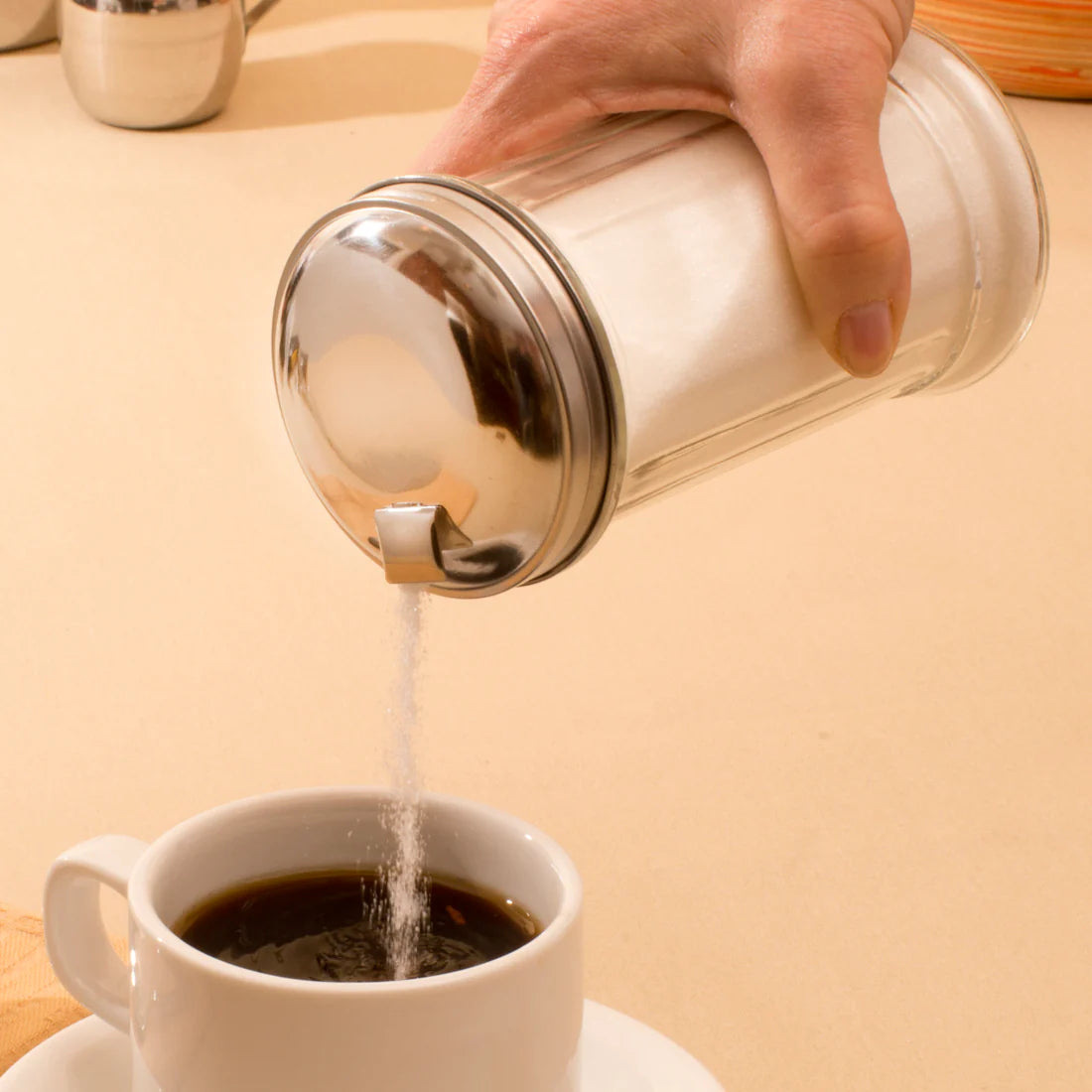 Winco Sugar Pourer with Flat Top Glass 12 oz. G-102 - 12/Pack