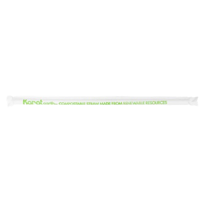 Karat PLA Compostable Wrapped Clear Straw 7.75" - 2500/Case