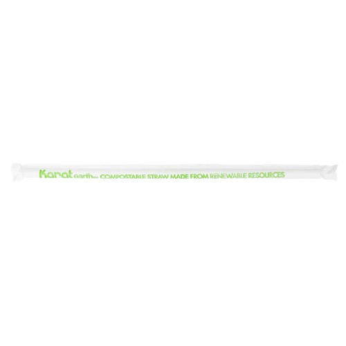 Karat PLA Compostable Wrapped Clear Straw 7.75" - 2500/Case
