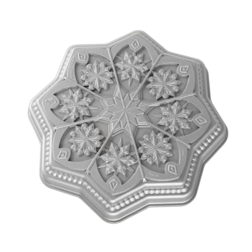 Nordic Ware Sweet Snowflakes Shortbread Pan 6 Cups 9.72" Diameter x 1.63" Silver Cast Aluminum