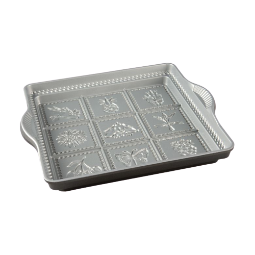 Nordic Ware Shortbread Pan 8.88" x 8.88" x 1.13" Silver Cast Aluminum