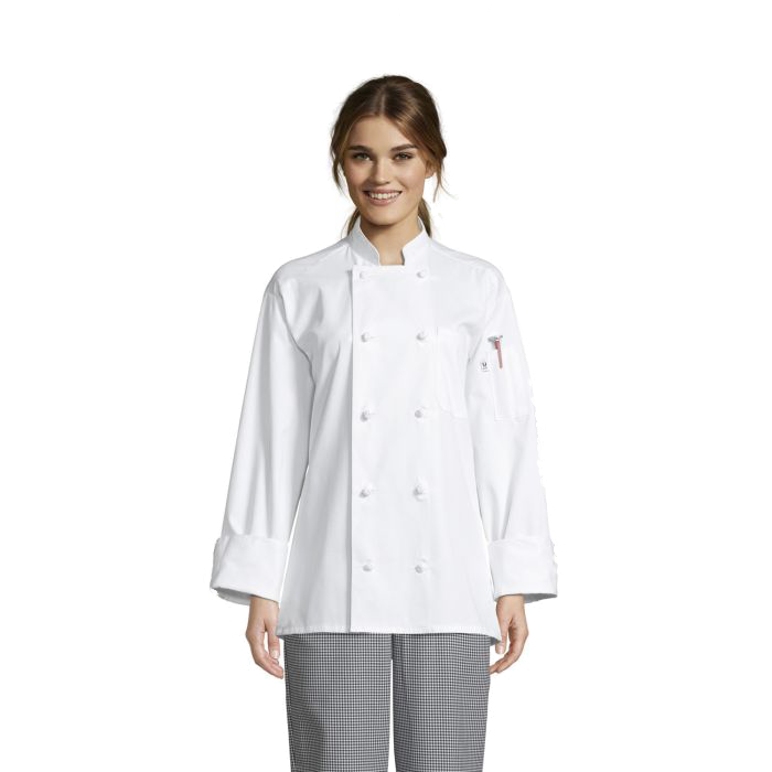 Uncommon Threads Knot Chefs Coat XS White Unisex 65/35% Poly/Cotton Twill