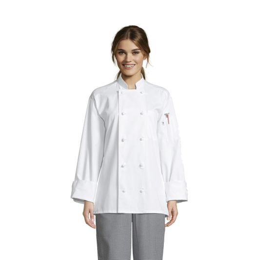 Uncommon Threads Knot Chefs Coat 2XL White Unisex 65/35 Poly/Cotton Twill