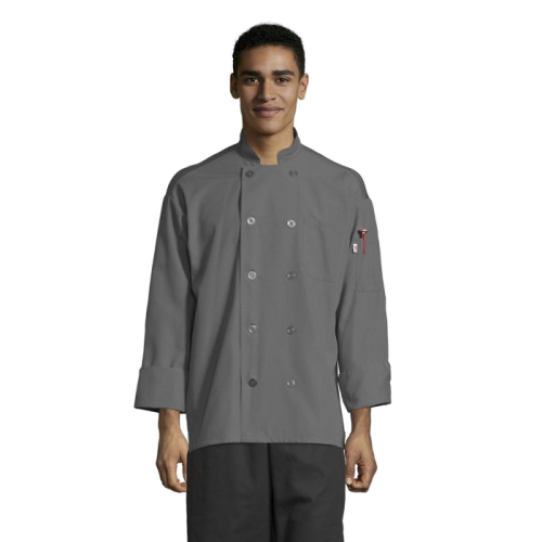 Uncommon Threads Poplin Chef Coat W/Mesh Back XS Slate Unisex 100% Spun Poly Poplin