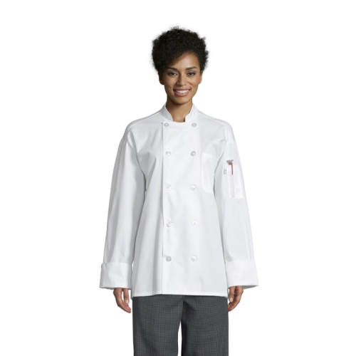 Uncommon Threads Poplin Chef Coat W/Mesh Back Large White Unisex 65/35 Poly/Cotton Poplin