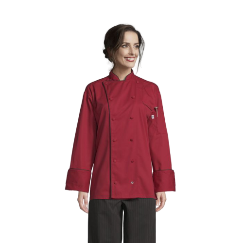 Uncommon Threads Murano Chef Coat Small Red Unisex 65/35 Poly/Cotton Twill