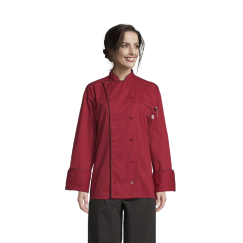 Uncommon Threads Murano Chef Coat Small Red Unisex 65/35 Poly/Cotton Twill