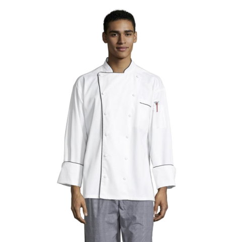 Uncommon Threads Murano Chef Coat XL White Unisex 65/35% Poly/Cotton Twill