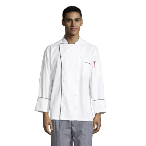Uncommon Threads Murano Chef Coat Small White Unisex 65/35 Poly/Cotton Twill