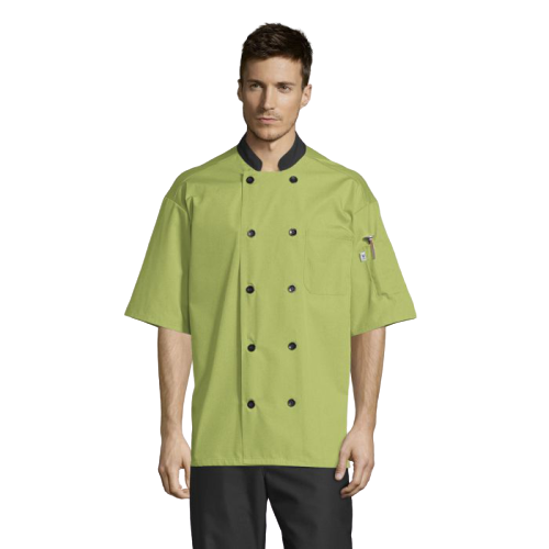 Uncommon Threads Havana Chef Coat W/Mesh Back XS Avocado Unisex 65/35% Poly/Cotton Poplin