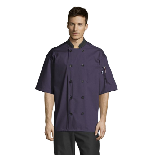 Uncommon Threads Havana Chef Coat W/Mesh Back 2XL Eggplant Unisex 65/35 Poly/Cotton Poplin