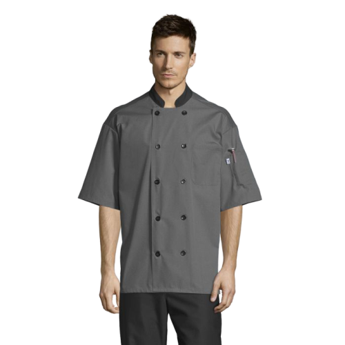 Uncommon Threads Havana Chef Coat W/Mesh Back Medium Slate Unisex 65/35 Poly/Cotton Poplin