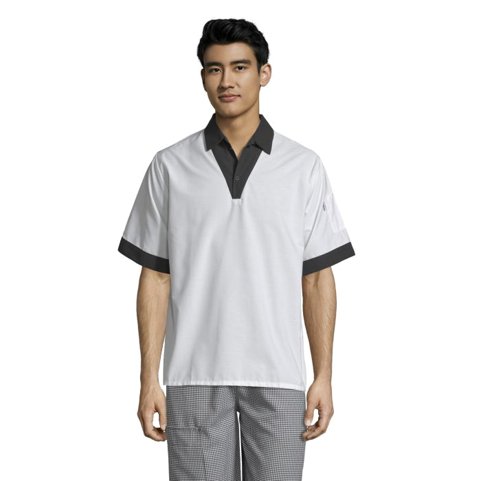 Uncommon Threads Pullover Utility Shirt XL White/Black Unisex 65/35 Poly/Cotton Poplin