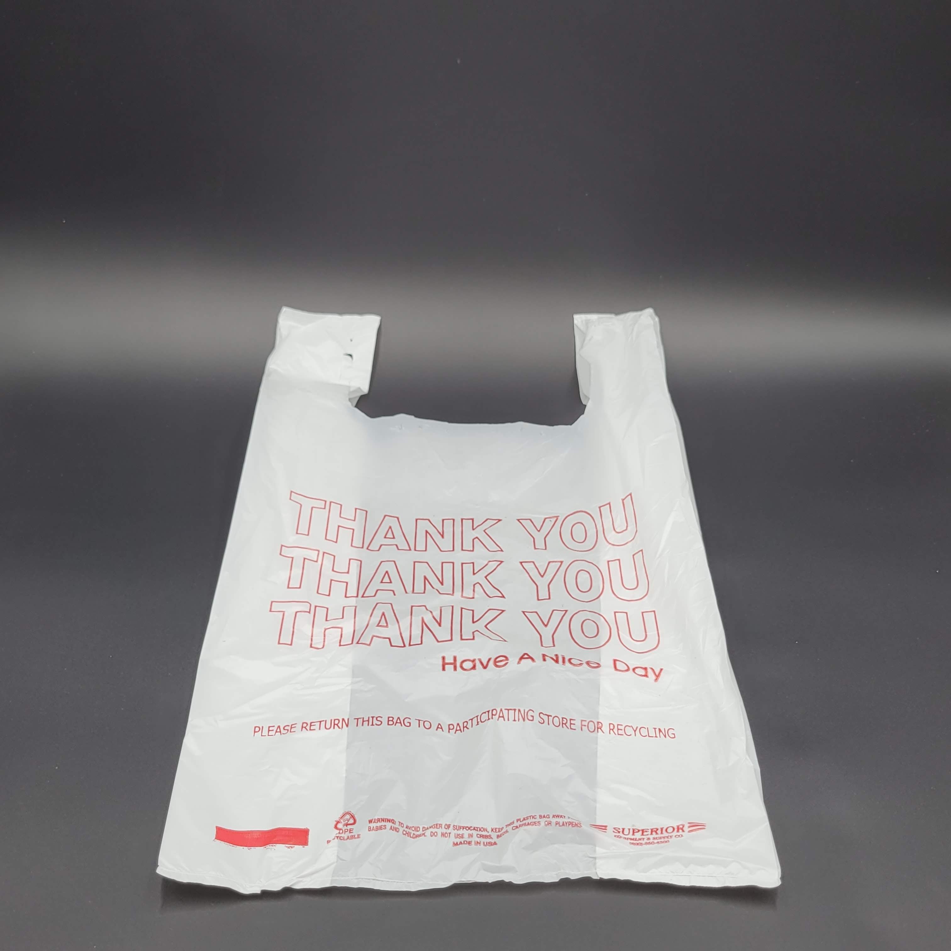 Plastic "Thank You" Bags Red & White Print 1/6 Self Open - 1000/Case