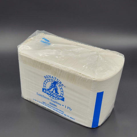 White Quarter Fold 1-Ply Luncheon Napkins 11"W X 12.75"D - 6000/Case