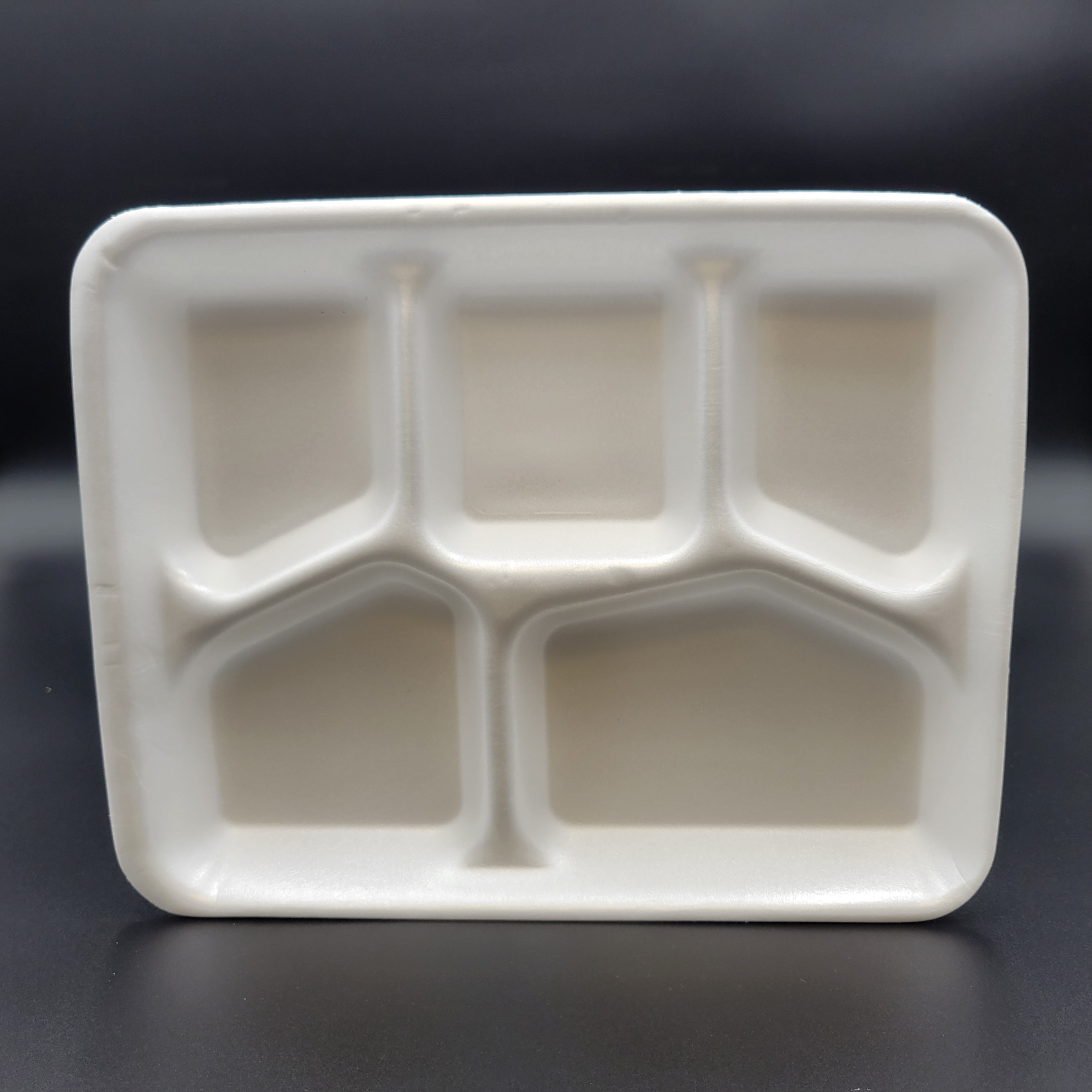 White Five Compartment Foam Serving Tray 8-3/8" x 10-3/8" x 1-3/16" - 500/Case