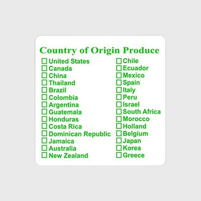Country Of Origin Label Produce - 1,000/Roll
