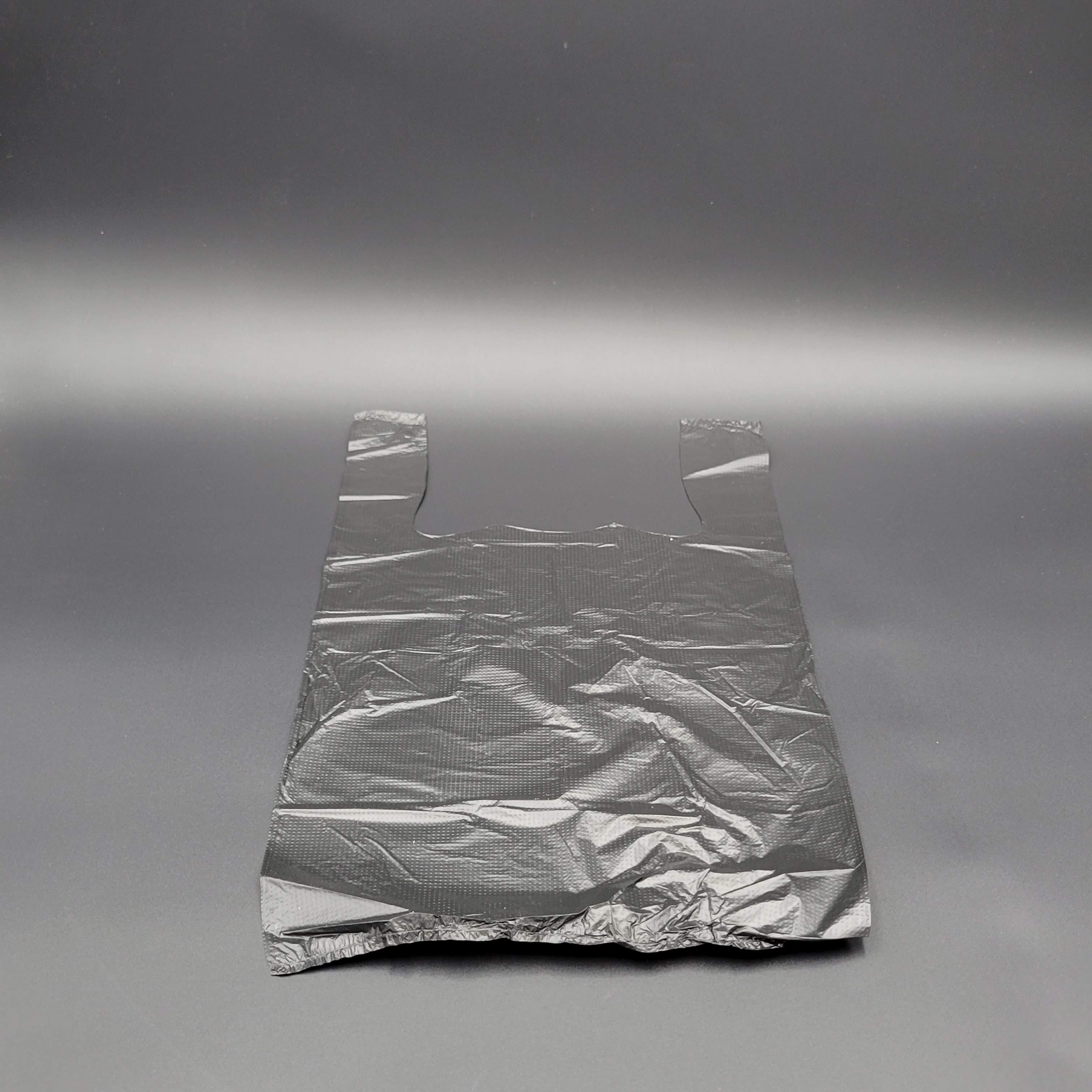 Self Open Black Plain T-Shirt Plastic Bag 1/10 Size - 1500/Case