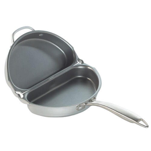 Nordic Ware Frittata Omelet Pan 5" x 8.63" x 1.38" Silver Aluminum with Stainless Steel Handles