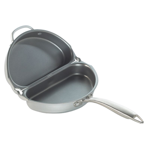 Nordic Ware Frittata Omelet Pan 5" x 8.63" x 1.38" Silver Aluminum with Stainless Steel Handles