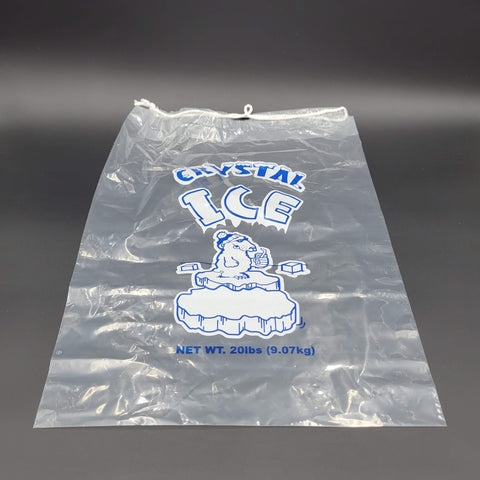 Clear MET LDPE Plastic Drawstring Ice Bag #20 - 250/Case